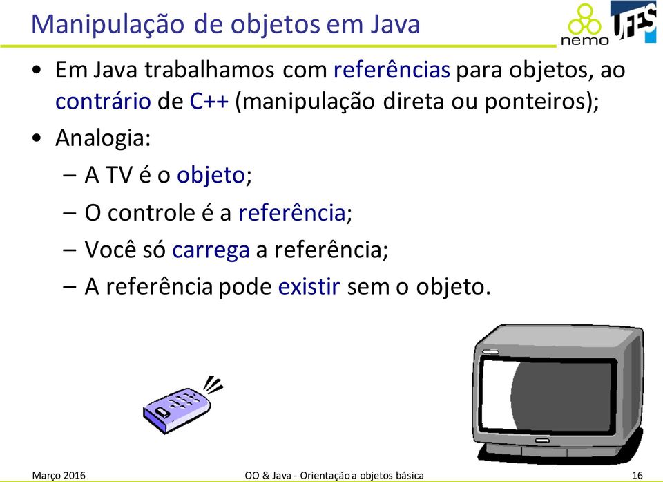 é o objeto; O controle é a referência; Você só carrega a referência; A