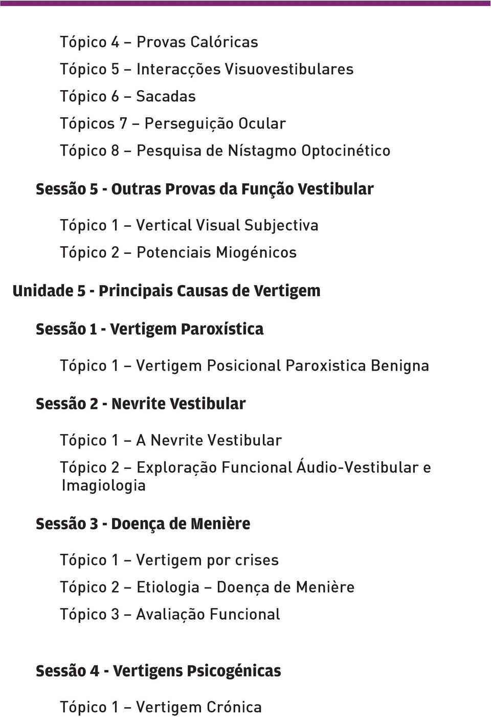 Tópico 1 Vertigem Posicional Paroxistica Benigna Sessão 2 - Nevrite Vestibular Tópico 1 A Nevrite Vestibular Tópico 2 Exploração Funcional Áudio-Vestibular e Imagiologia