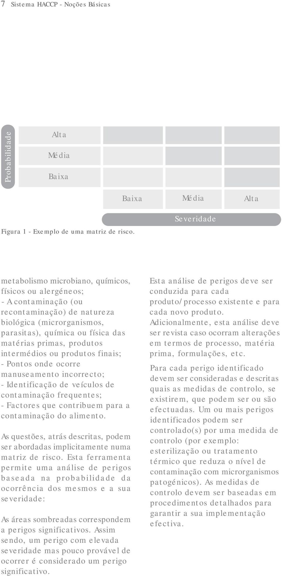 produtos intermédios ou produtos finais; - Pontos onde ocorre manuseamento incorrecto; - Identificação de veículos de contaminação frequentes; - Factores que contribuem para a contaminação do