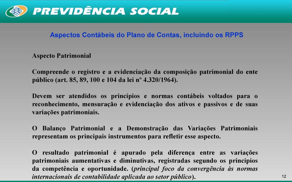 O Balanço Patrimonial e a Demonstração das Variações Patrimoniais representam os principais instrumentos para refletir esse aspecto.