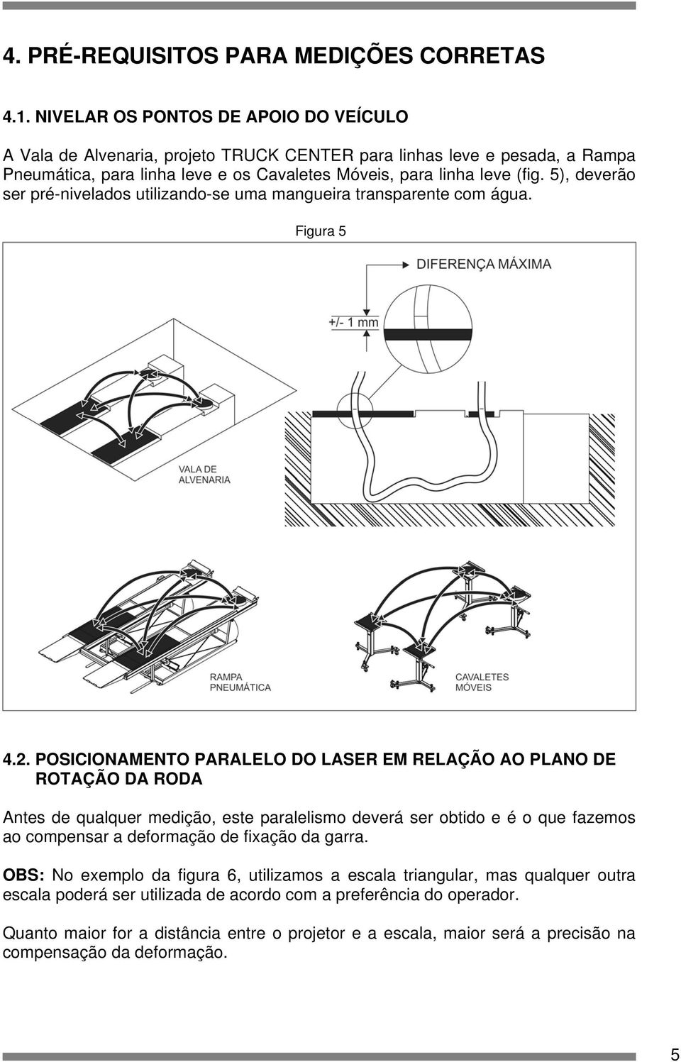 5), deverão ser pré-nivelados utilizando-se uma mangueira transparente com água. Figura 5 4.2.