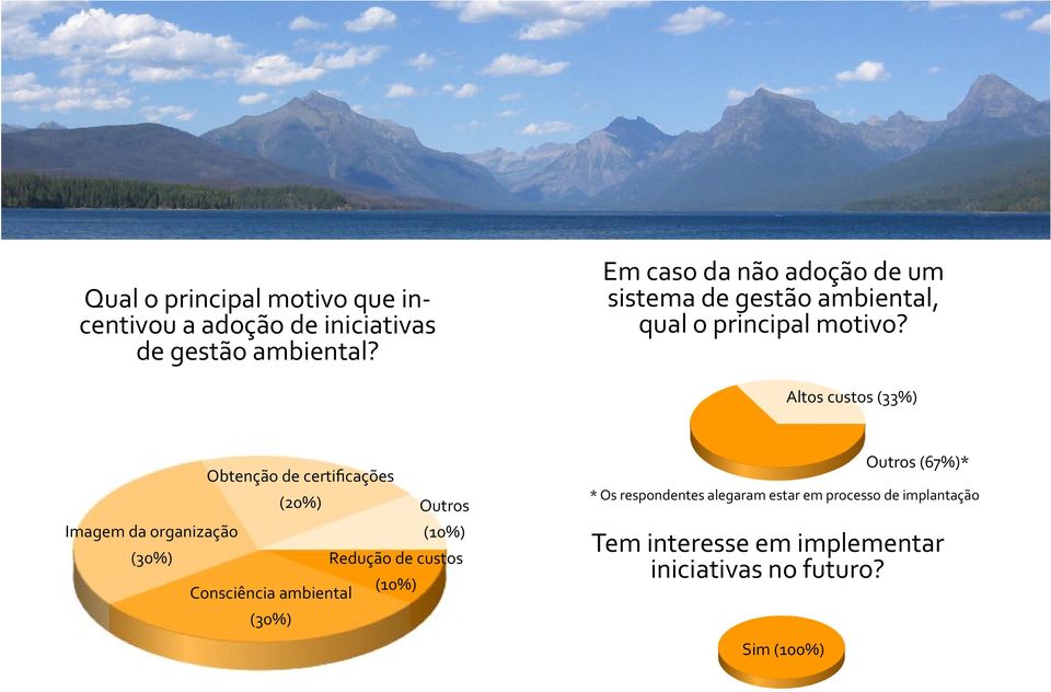 Altos custos (33%) Obtenção de certificações (20%) Outros Imagem da organização (10%) (30%) Redução de custos