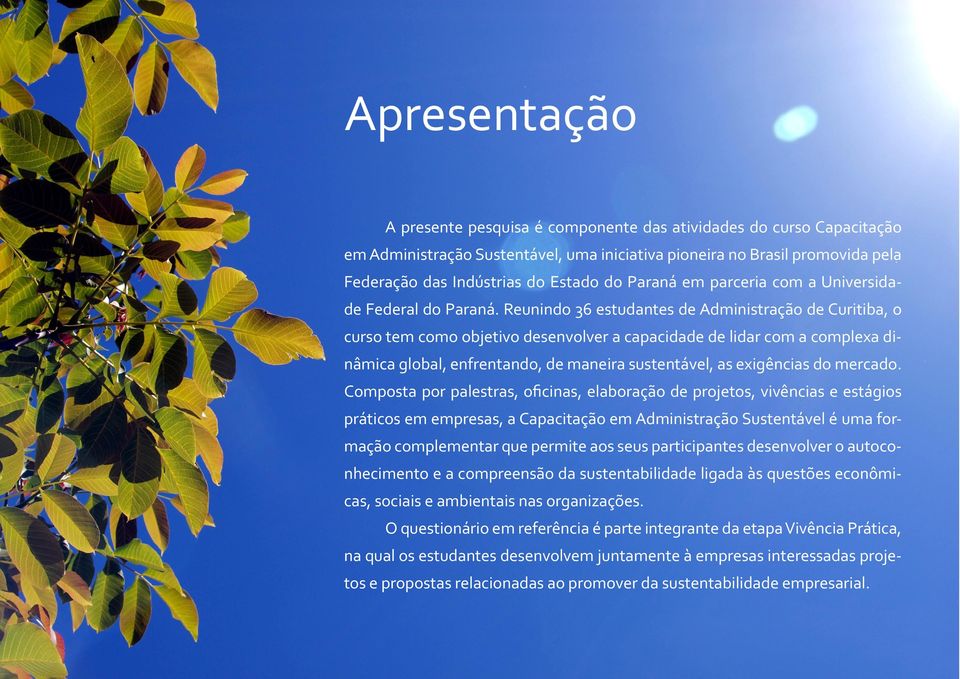 Reunindo 36 estudantes de Administração de Curitiba, o curso tem como objetivo desenvolver a capacidade de lidar com a complexa dinâmica global, enfrentando, de maneira sustentável, as exigências do