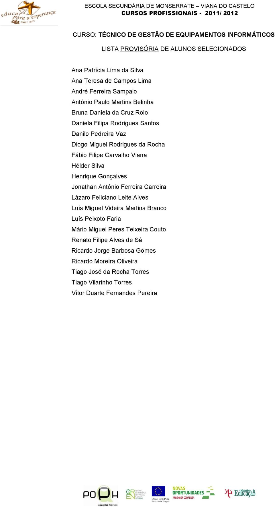 Gonçalves Jonathan António Ferreira Carreira Lázaro Feliciano Leite Alves Luís Miguel Videira Martins Branco Luís Peixoto Faria Mário Miguel Peres Teixeira