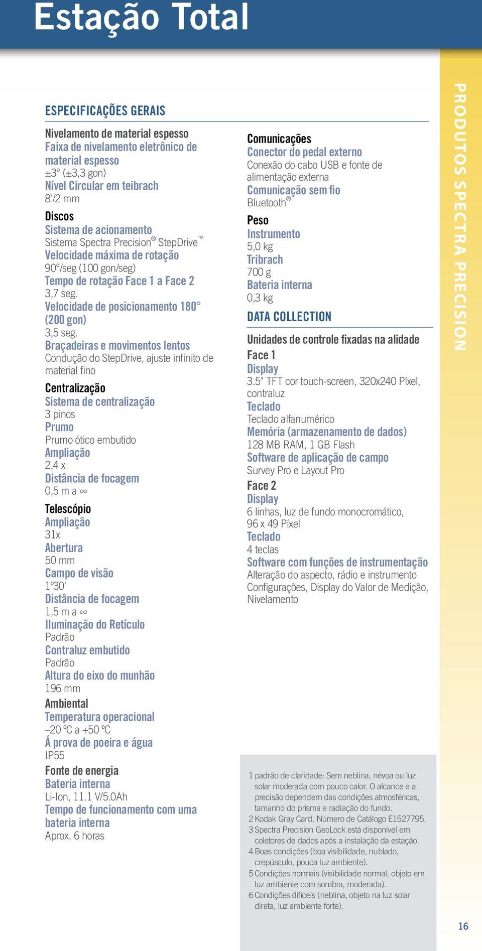 Braçadeiras e movimentos lentos Condução do StepDrive, ajuste infinito de material fino Centralização Sistema de centralização 3 pinos Prumo Prumo ótico embutido Ampliação 2,4 x Distância de focagem