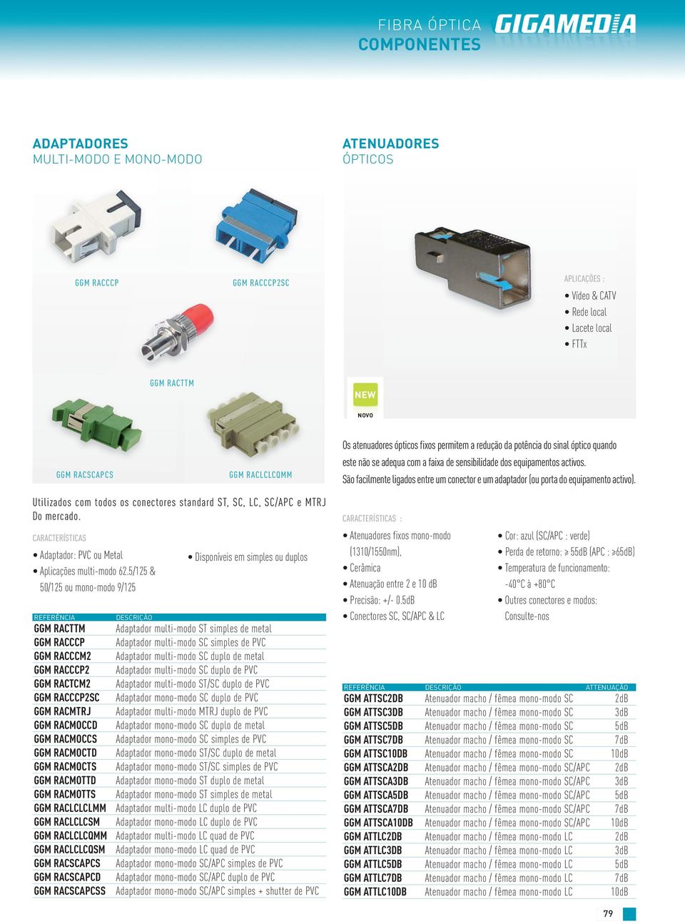 São facilmente ligados entre um conector e um adaptador (ou porta do equipamento activo). Utilizados com todos os conectores standard ST, SC, LC, SC/APC e MTRJ Do mercado.