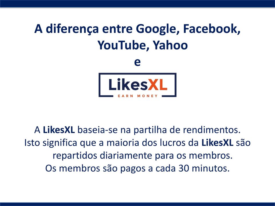 Isto significa que a maioria dos lucros da LikesXL são