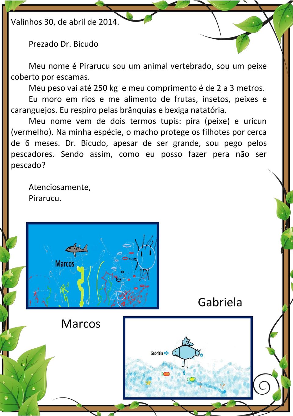 Eu respiro pelas brânquias e bexiga natatória. Meu nome vem de dois termos tupis: pira (peixe) e uricun (vermelho).