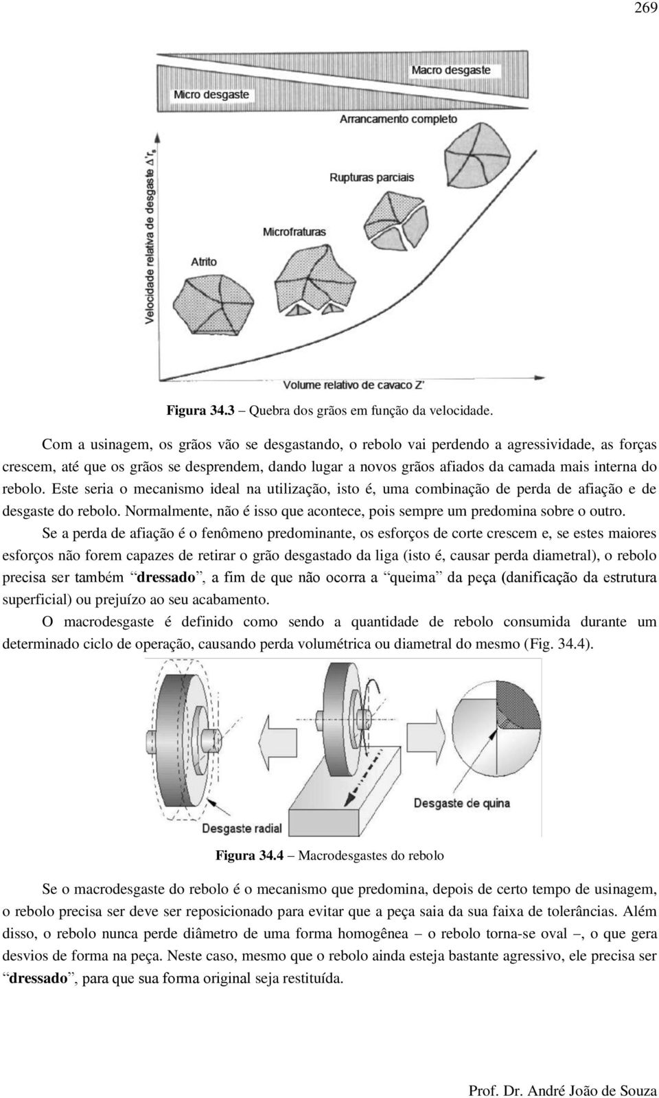 rebolo. Este seria o mecanismo ideal na utilização, isto é, uma combinação de perda de afiação e de desgaste do rebolo. Normalmente, não é isso que acontece, pois sempre um predomina sobre o outro.