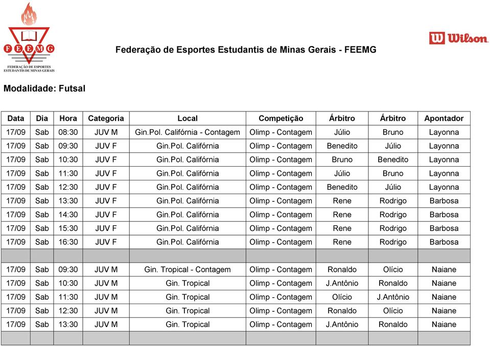 abertura93, Federação de Esportes Estudantis de Minas Gerais FEEMG