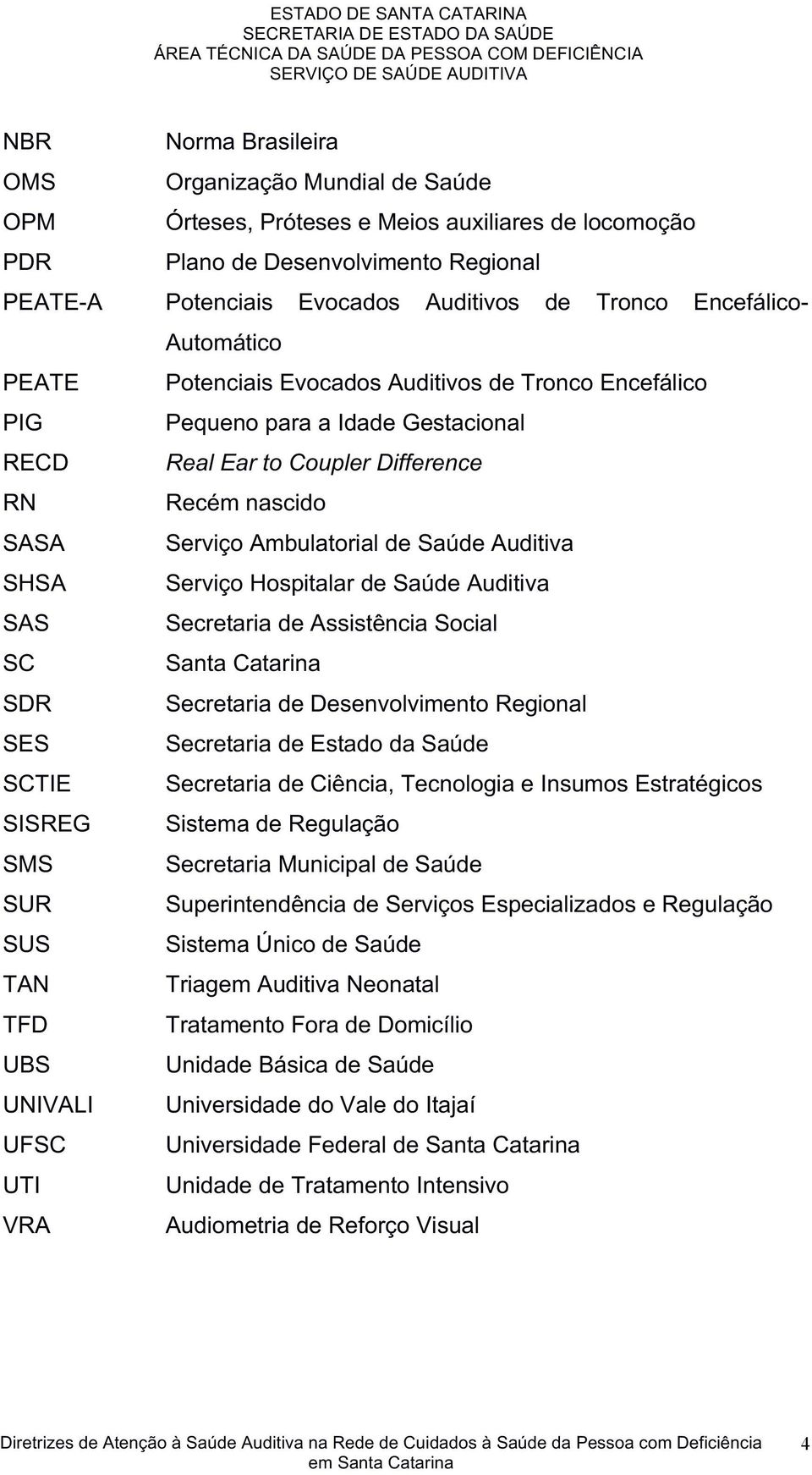 PlanodeDesenvolvimentoRegional PEATEVA Potenciais Evocados Auditivos de Tronco EncefálicoV Automático PEATE PotenciaisEvocadosAuditivosdeTroncoEncefálico PIG PequenoparaaIdadeGestacional RECD! Real!