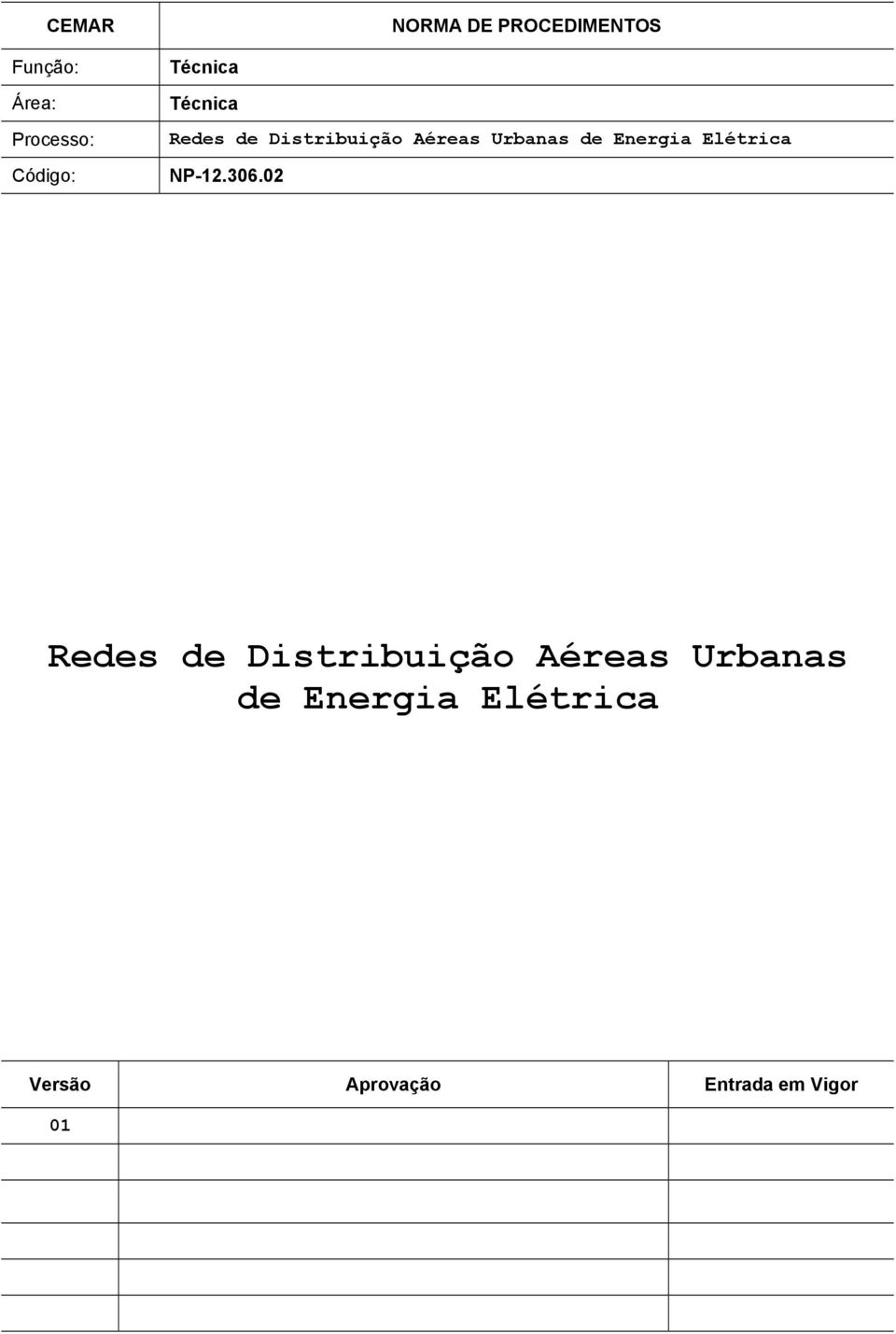 Urbanas de Energia Elétrica NP-12.306.