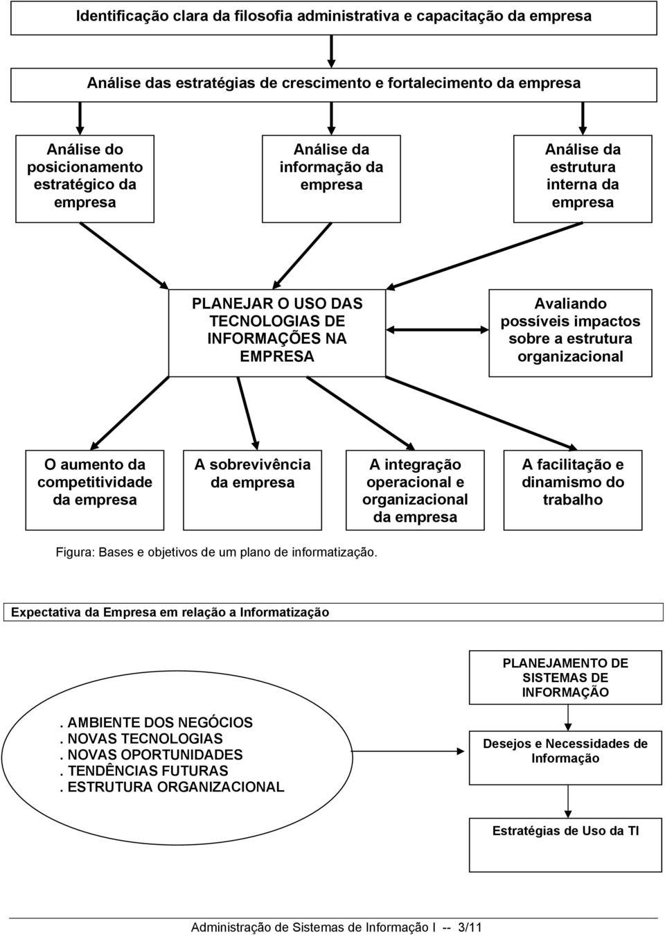 A sbrevivência da empresa A integraçã peracinal e rganizacinal da empresa A facilitaçã e dinamism d trabalh Figura: Bases e bjetivs de um plan de infrmatizaçã.