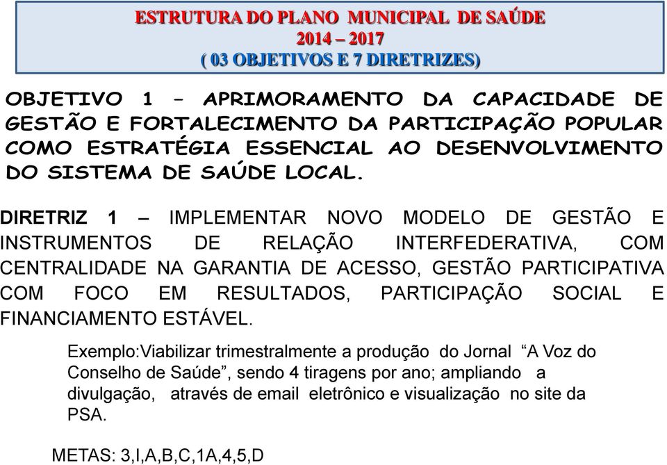 DIRETRIZ 1 IMPLEMENTAR NOVO MODELO DE GESTÃO E INSTRUMENTOS DE RELAÇÃO INTERFEDERATIVA, COM CENTRALIDADE NA GARANTIA DE ACESSO, GESTÃO PARTICIPATIVA