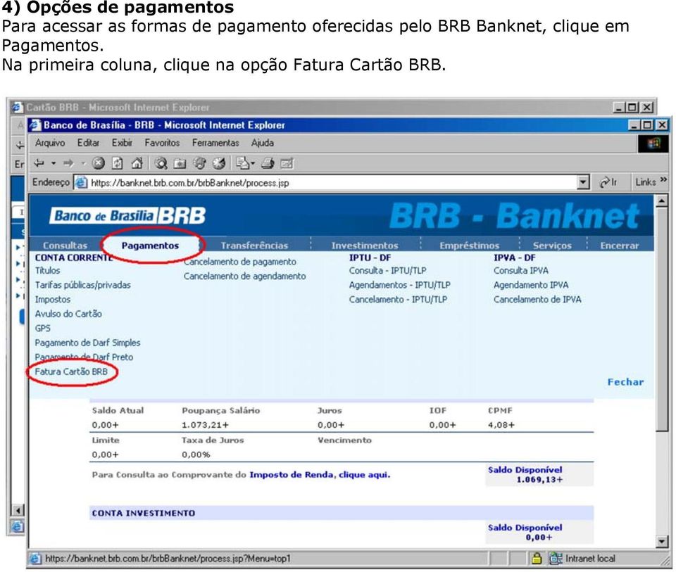 Banknet, clique em Pagamentos.