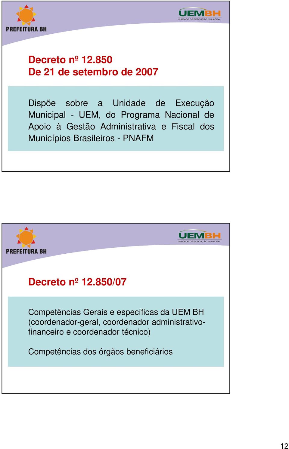 Nacional de Apoio à Gestão Administrativa e Fiscal dos Municípios Brasileiros - PNAFM 850/07