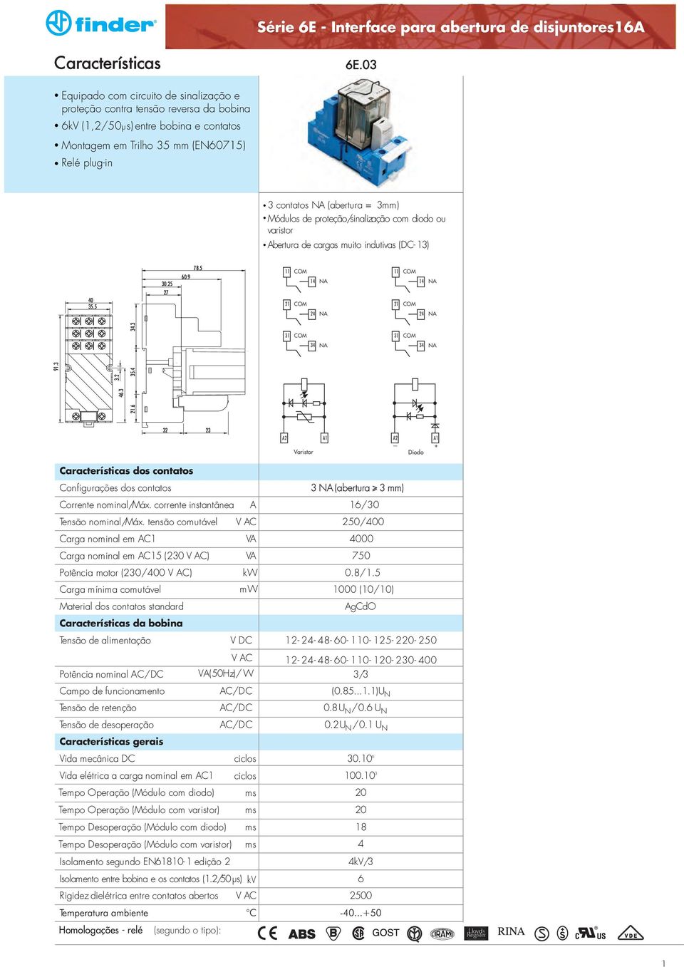 proteção/sinalização com diodo ou varistor Abertura de cargas muito indutivas (DC- ) 0. 0. 7 78. 0.9 COM NA COM NA COM NA COM NA. COM NA COM NA.. 9.