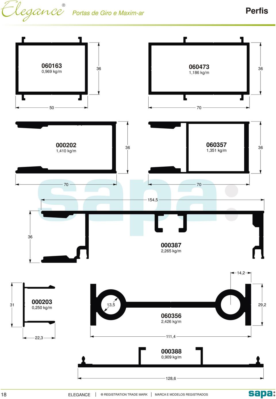 36 000387 2,265 kg/m 1,2 31 000203 0,250 kg/m 13,5