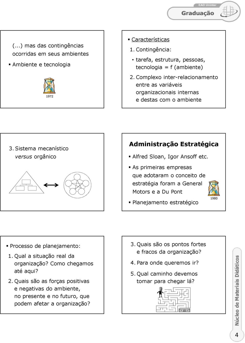 As primeiras empresas que adotaram o conceito de estratégia foram a General Motors e a Du Pont Planejamento estratégico 1980 Processo de planejamento: 1. Qual a situação real da organização?