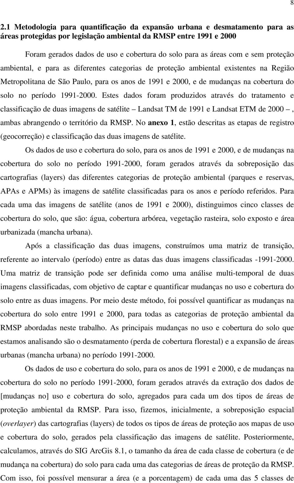 do solo no período 1991-2000.