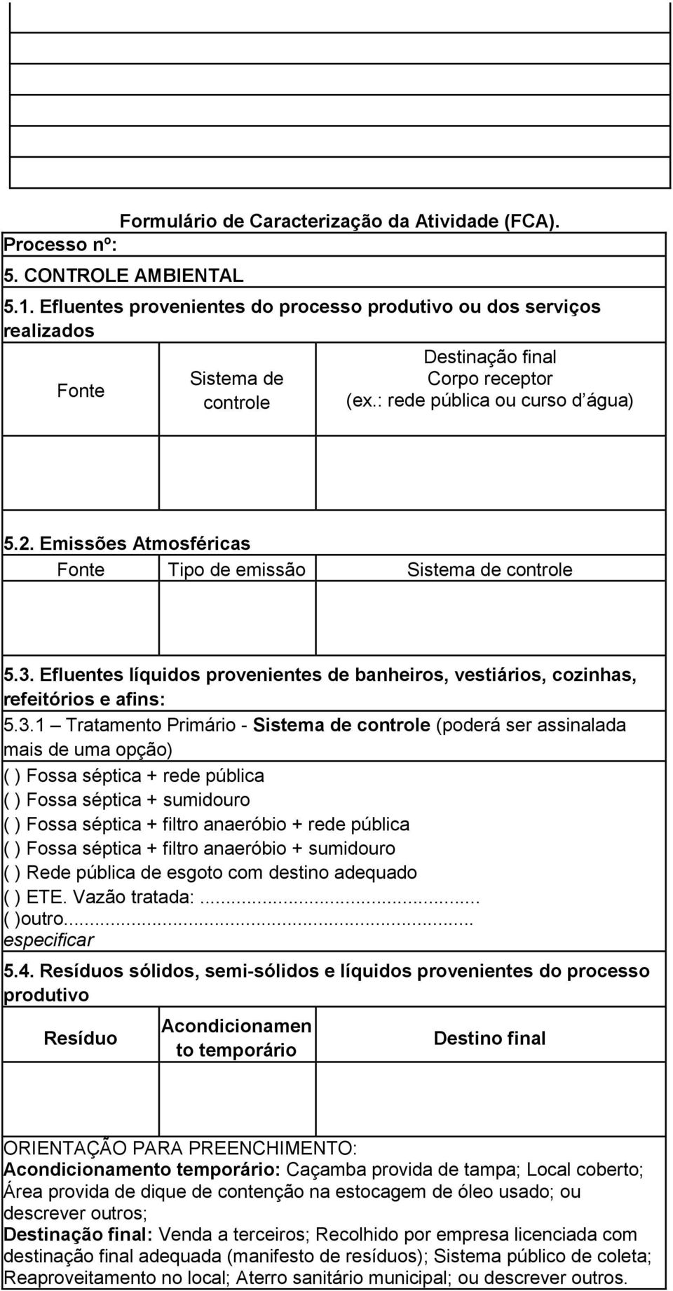 Emissões Atmosféricas Fonte Tipo de emissão Sistema de controle 5.3.