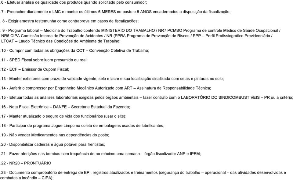 9 - Programa laboral Medicina do Trabalho contendo MINISTERIO DO TRABALHO / NR7 PCMSO Programa de controle Médico de Saúde Ocupacional / NR5 CIPA Comissão Interna de Prevenção de Acidentes / NR (PPRA