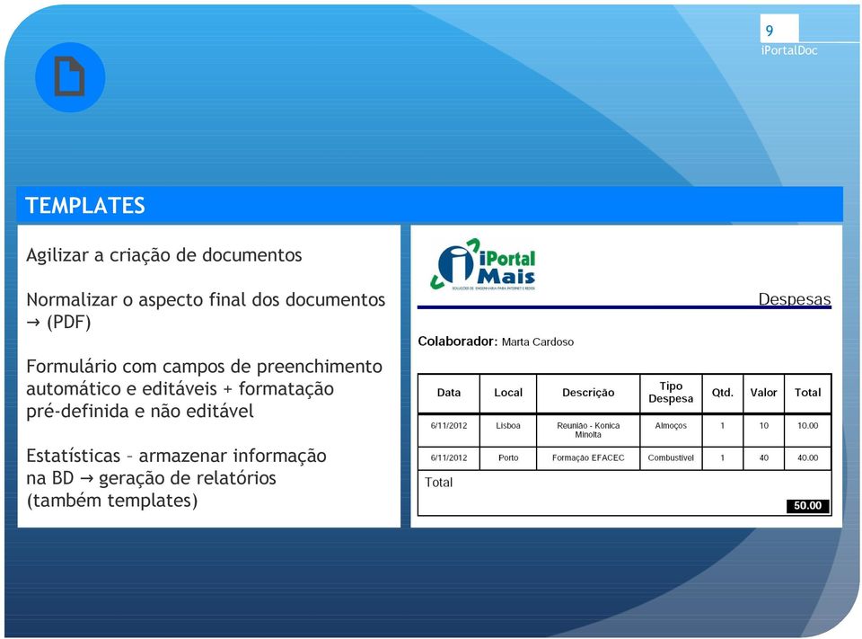 automático e editáveis + formatação pré-definida e não editável