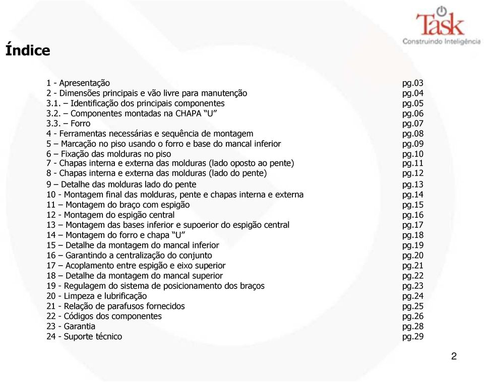 10 7 - Chapas interna e externa das molduras (lado oposto ao ( pente pg.11 8 - Chapas interna e externa das molduras (lado do ( pente pg.12 9 Detalhe das molduras lado do pente pg.