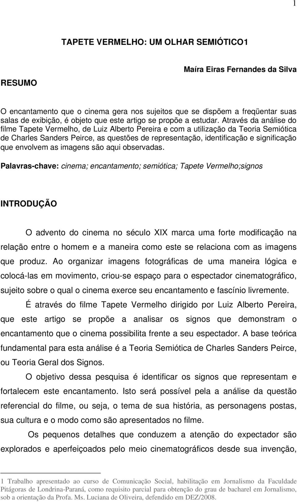 TAPETE VERMELHO: UM OLHAR SEMIÓTICO1 - PDF Download grátis
