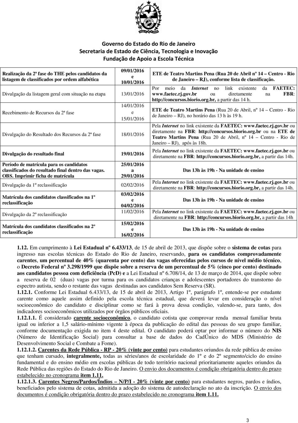 classificados do rsultado final dntro das vagas. OBS.