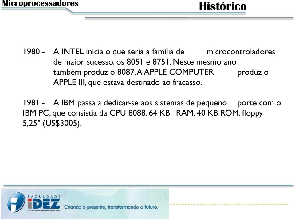 A APPLE COMPUTER produz o APPLE III, que estava destinado ao fracasso.