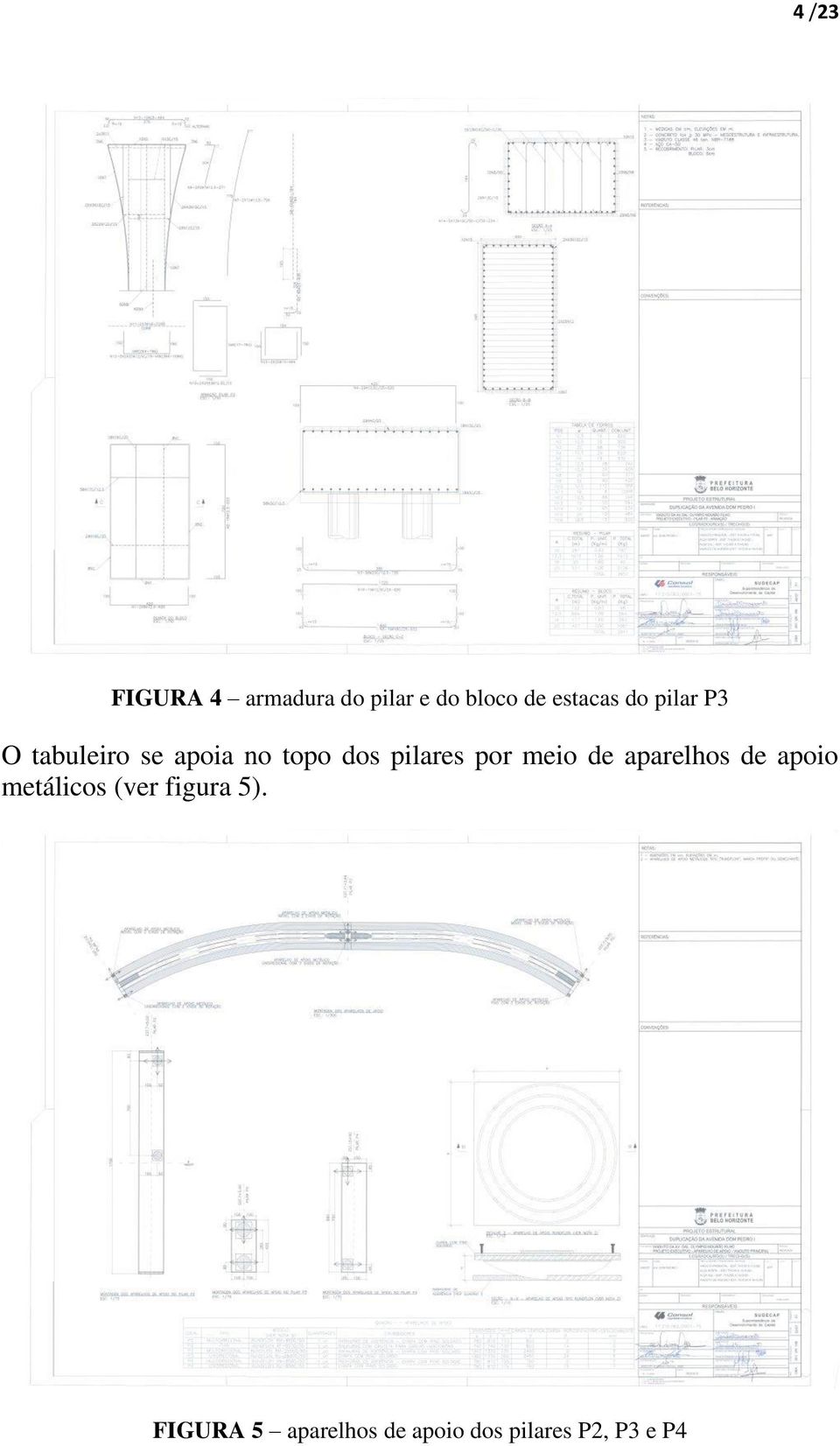 pilares por meio de aparelhos de apoio metálicos (ver