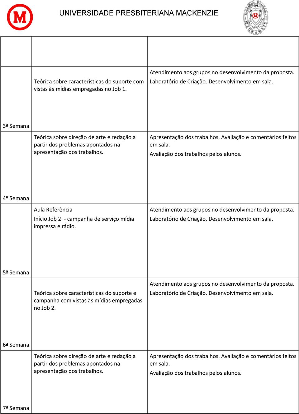 3ª 4ª Aula Referência Início Job 2 - campanha