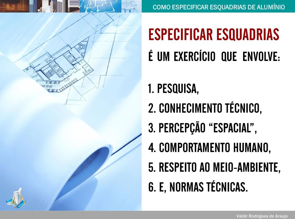 CONHECIMENTO TÉCNICO, 3. PERCEPÇÃO ESPACIAL, 4.