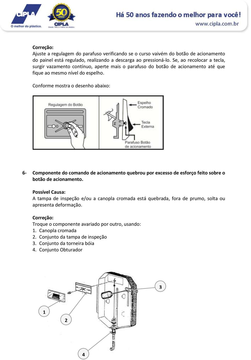 6- Componente do comando de acionamento quebrou por excesso de esforço feito sobre o botão de acionamento.