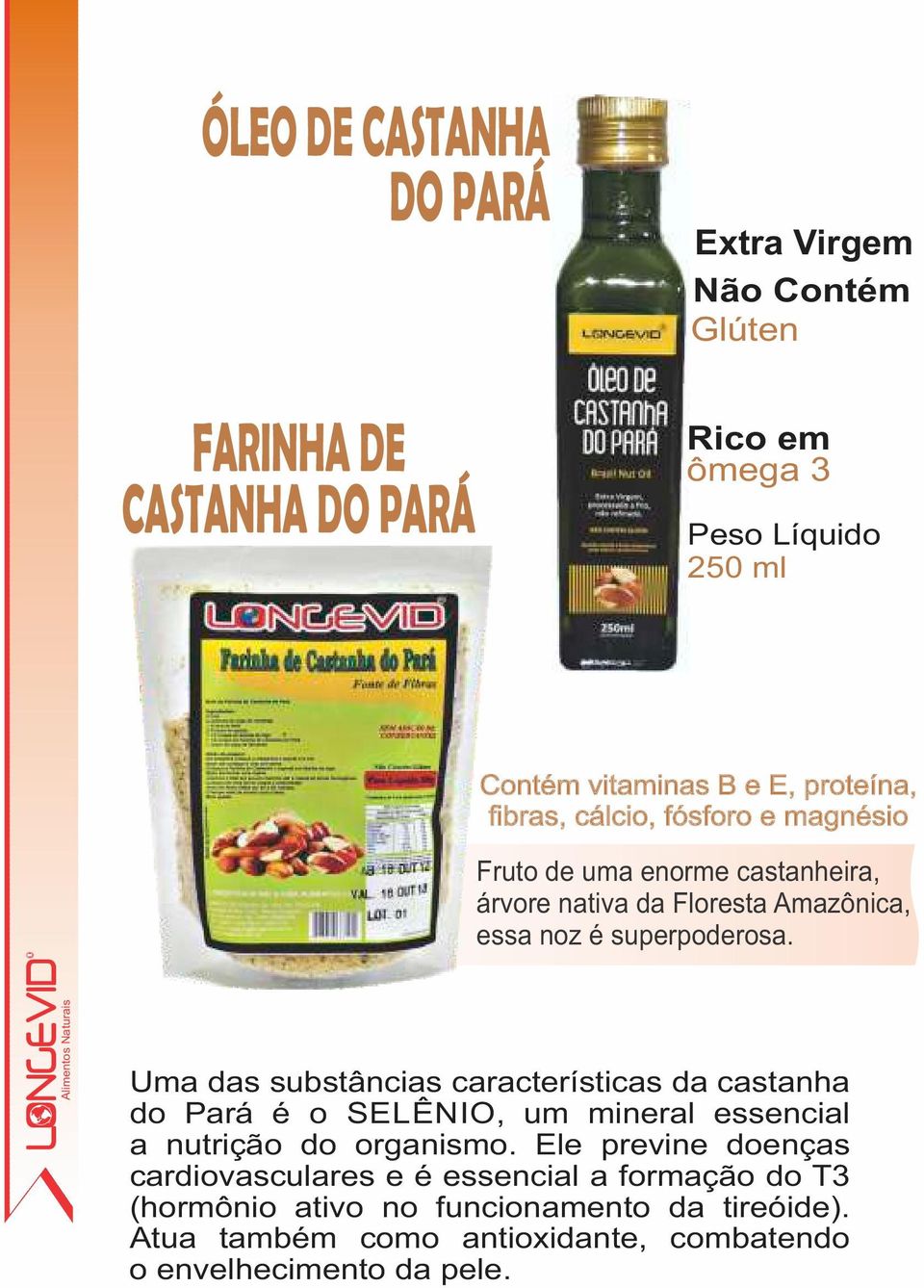 Uma das substâncias características da castanha do Pará é o SELÊNIO, um mineral essencial a nutrição do organismo.