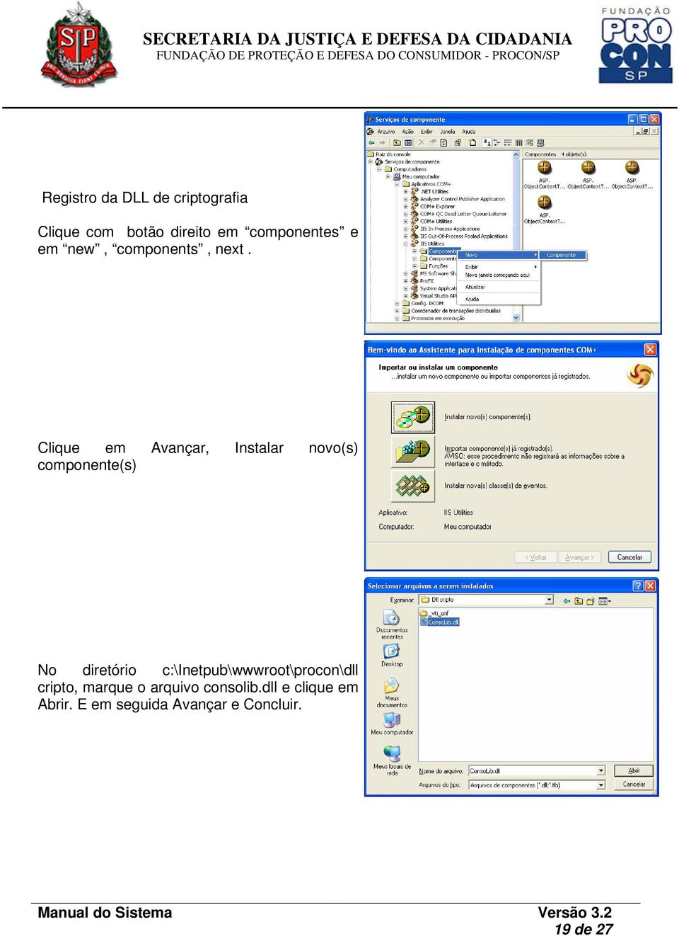 Clique em Avançar, Instalar novo(s) componente(s) No diretório