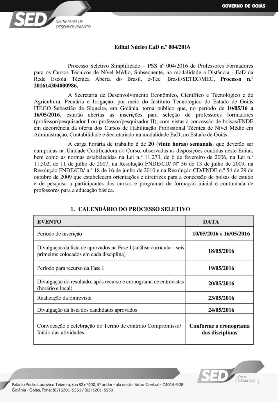 do Brasil, e-tec Brasil/SETEC/MEC, Processo n.º 201614304000986.