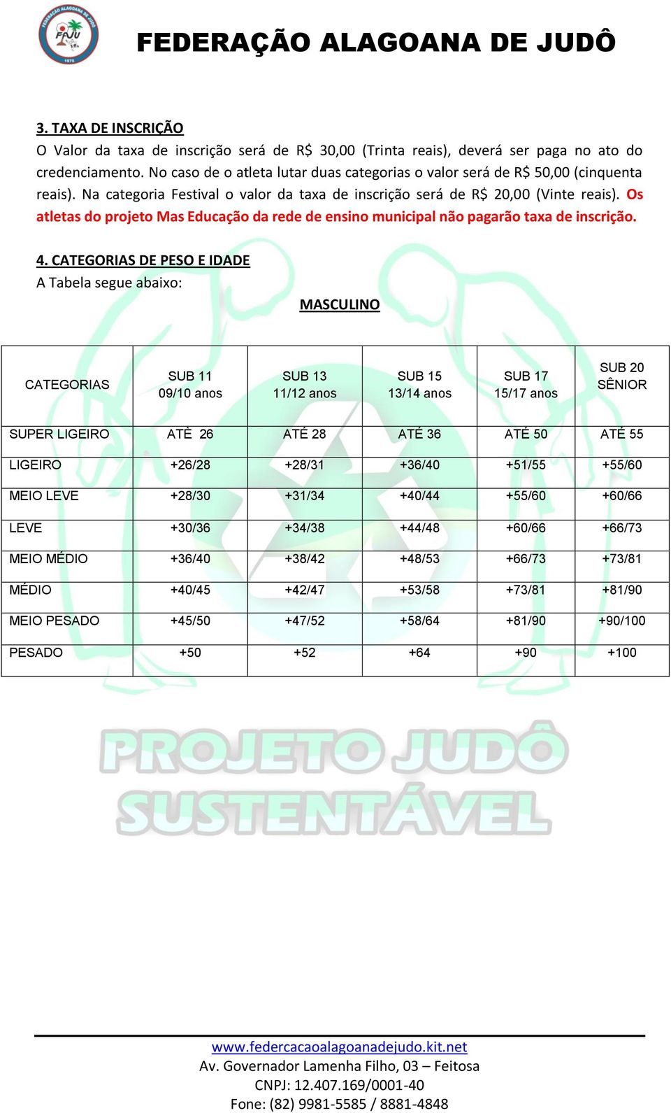 Os atletas do projeto Mas Educação da rede de ensino municipal não pagarão taxa de inscrição. 4.