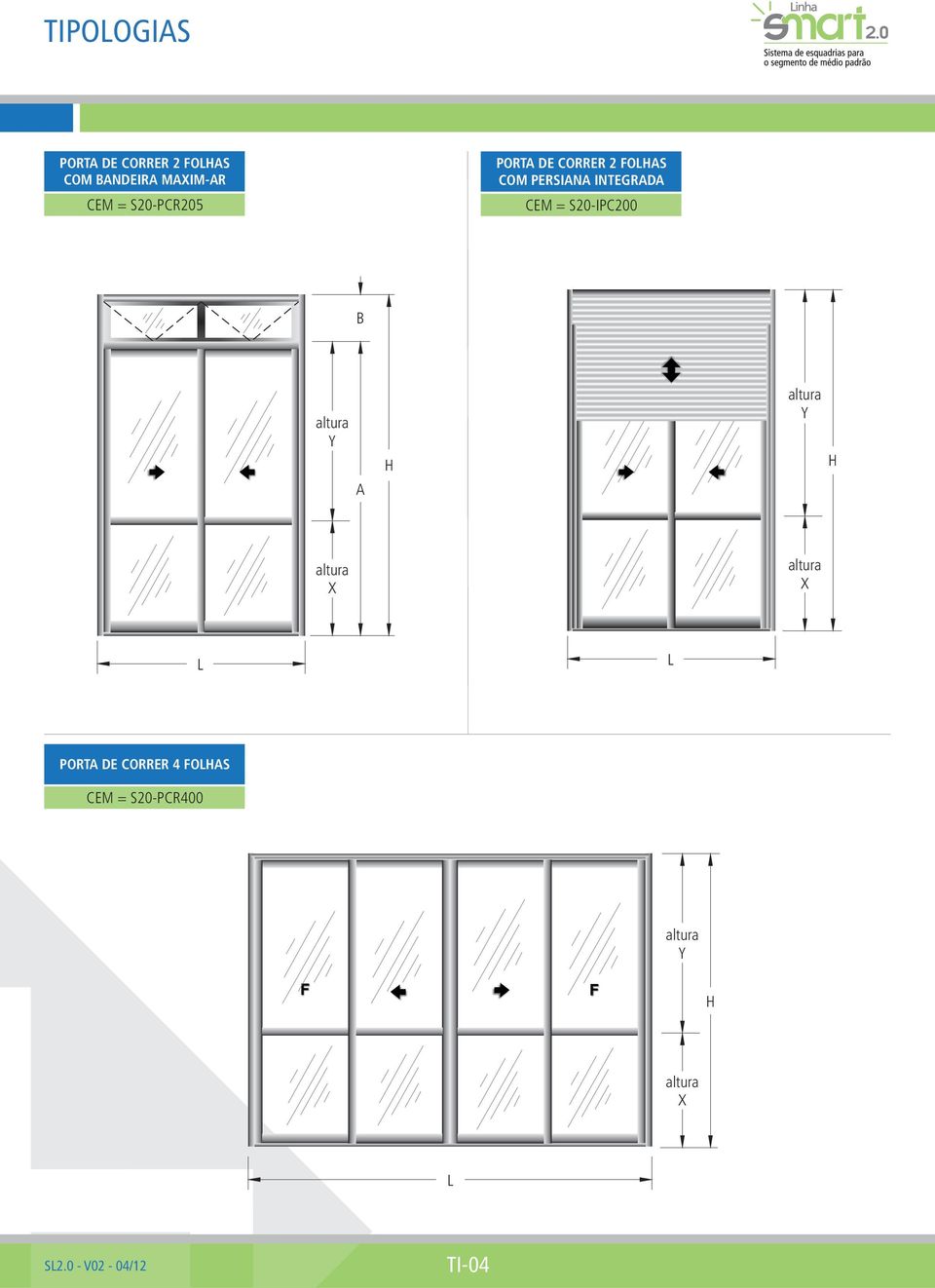 = S20-IPC200 B altura Y A H altura Y H altura X altura X L L