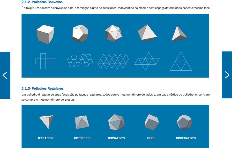 3- Poliedros Regulares Um poliedro é regular se suas faces são polígonos regulares, todos com o mesmo