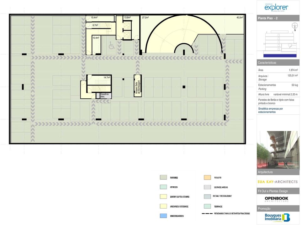 974 m 2 Arquivos l Storage Estacionamentos Parking 125,51 m 2 53 lug Altura