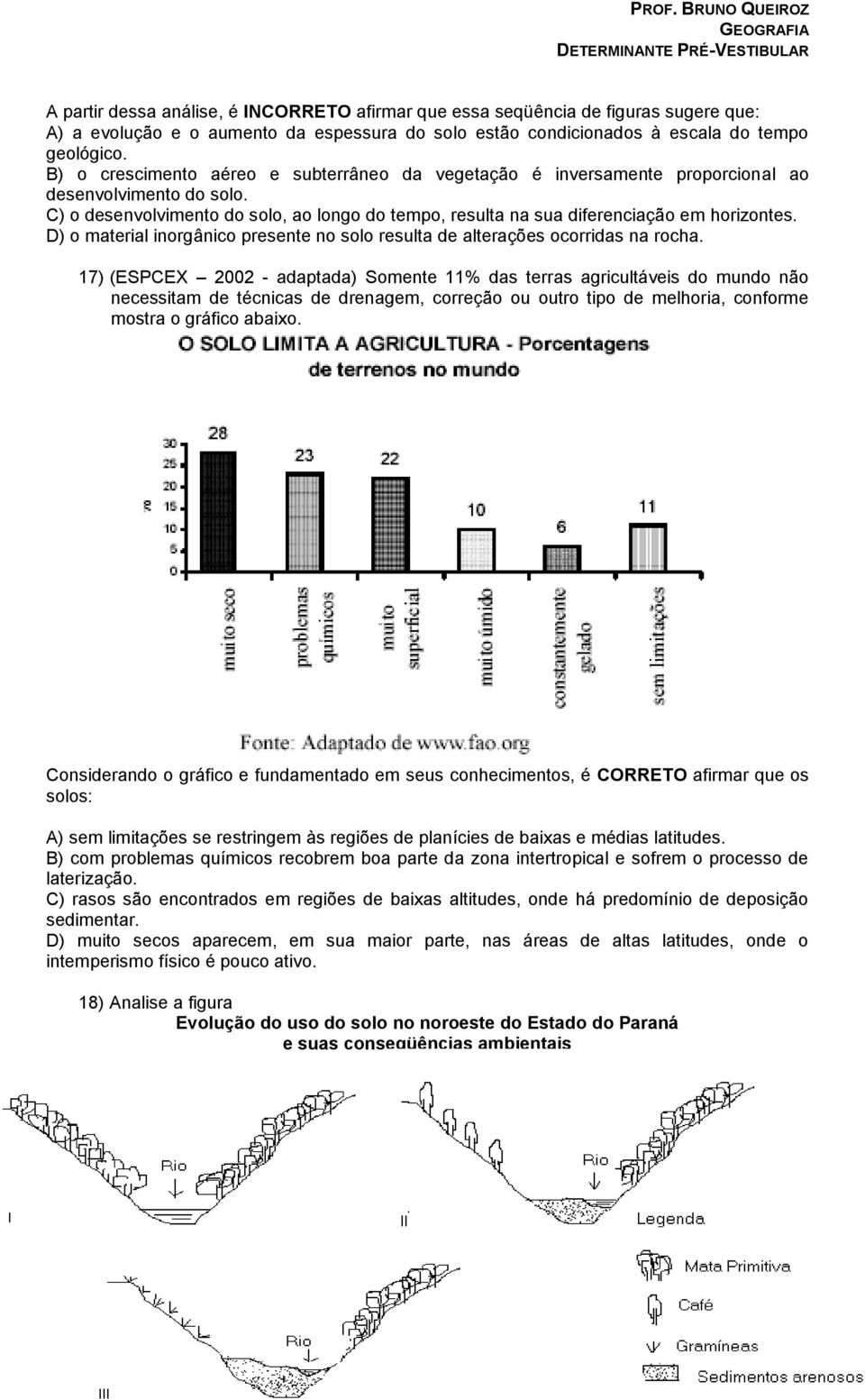 D) o material inorgânico presente no solo resulta de alterações ocorridas na rocha.