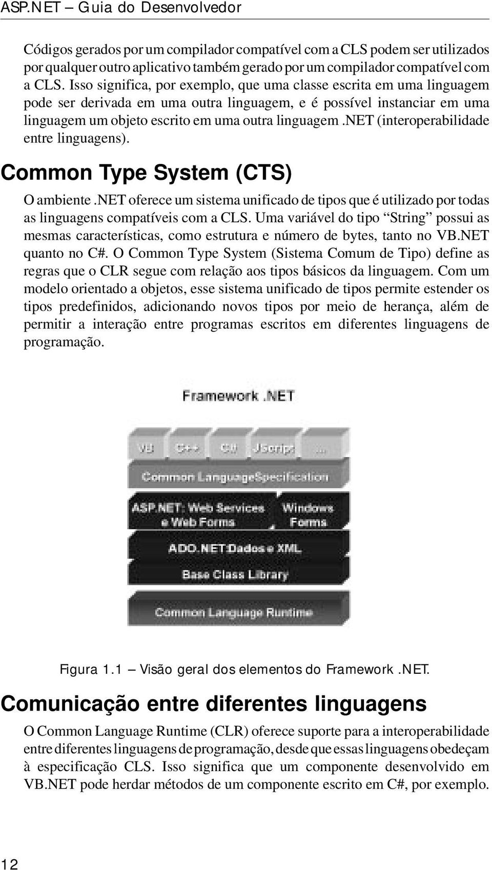 net (interoperabilidade entre linguagens). Common Type System (CTS) O ambiente.net oferece um sistema unificado de tipos que é utilizado por todas as linguagens compatíveis com a CLS.