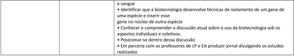 sobre o uso da biotecnologia sob os aspectos individuais e coletivos.