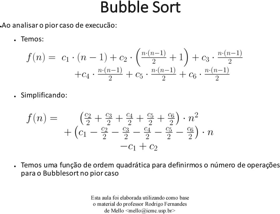 deordem quadrática para definirmoso número