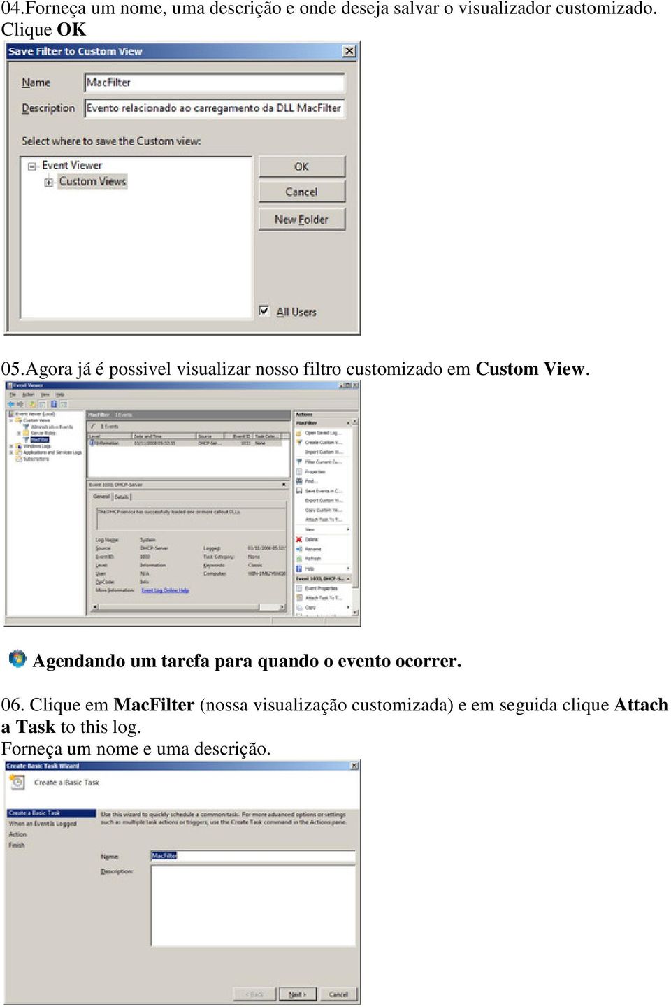 Agendand um tarefa para quand event crrer. 06.