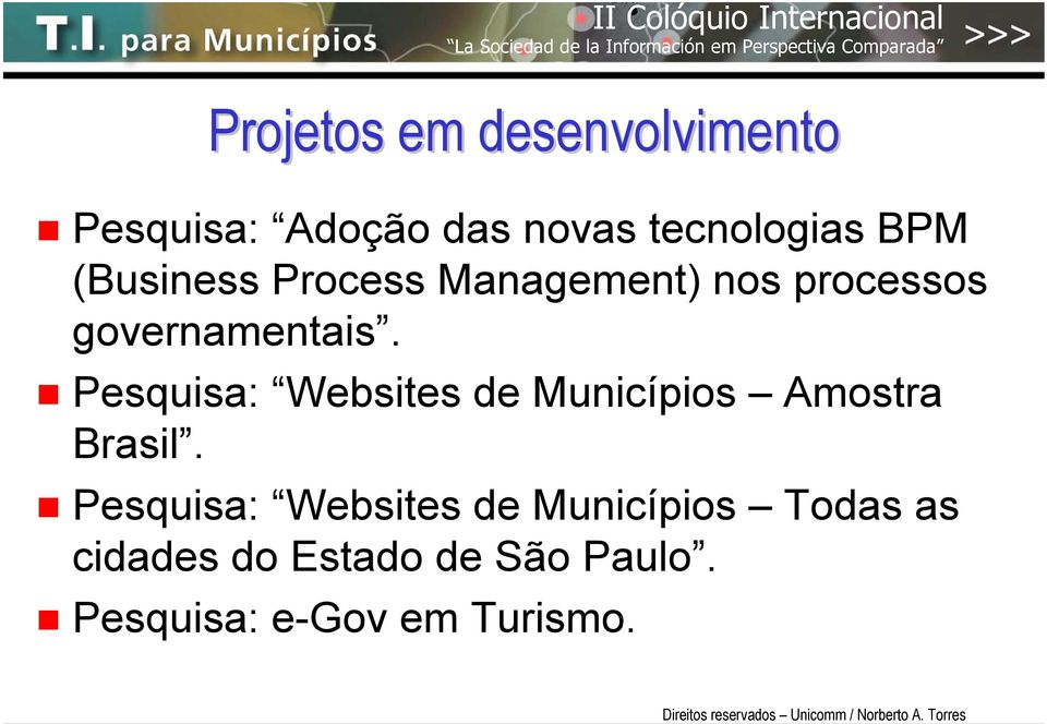 Pesquisa: Websites de Municípios Amostra Brasil.