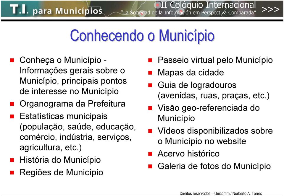 ) História do Município Regiões de Município Passeio virtual pelo Município Mapas da cidade Guia de logradouros (avenidas, ruas,