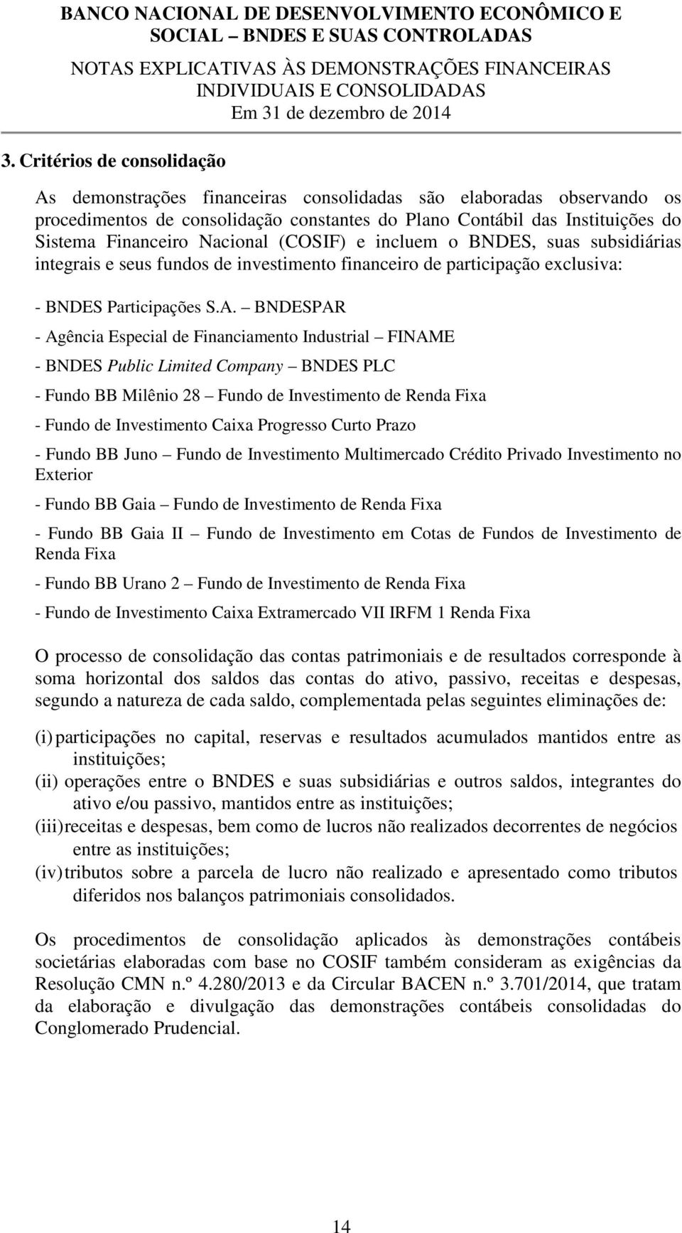 BNDESPAR - Agência Especial de Financiamento Industrial FINAME - BNDES Public Limited Company BNDES PLC - Fundo BB Milênio 28 Fundo de Investimento de Renda Fixa - Fundo de Investimento Caixa